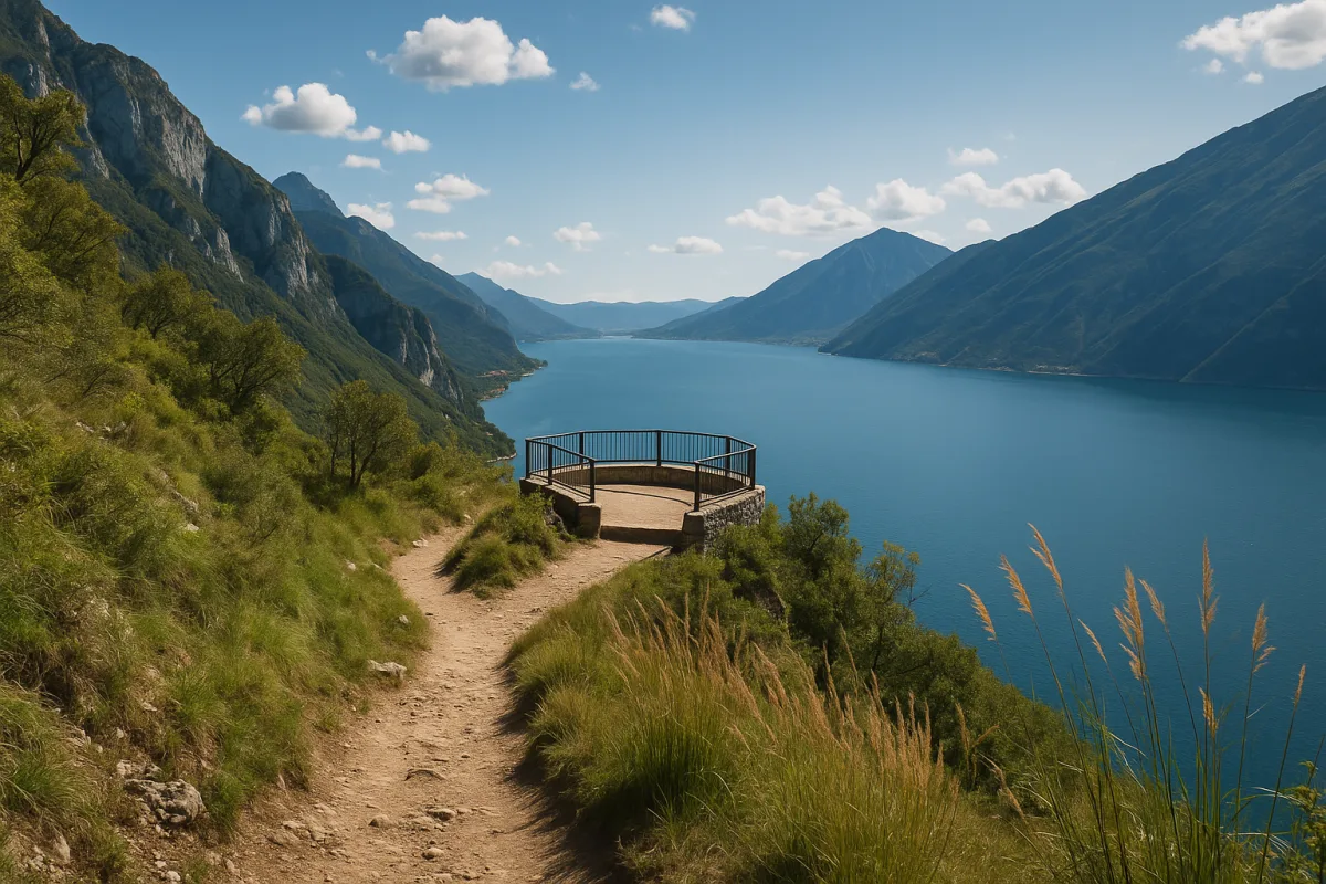 Parco dell’Alto Garda Bresciano: il sentiero tra le montagne che termina su una terrazza vista lago